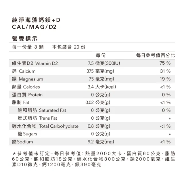 【Body Goals】純淨海藻鈣鎂+D(60顆/罐)海藻鈣、鈣鎂、維生素D、骨骼保健、全素