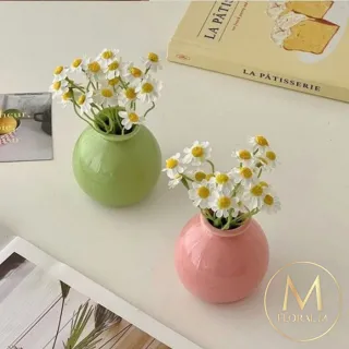 【Floral M】Ins風櫻花粉陶瓷迷你小花瓶(花瓶/插花/玻璃瓶/花器/花盆/陶瓷花瓶/桌面擺飾/居家裝飾)