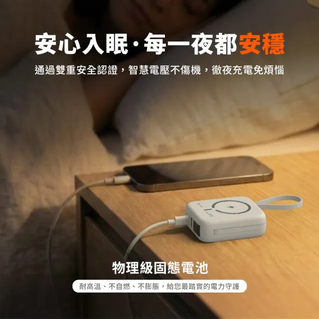 【AZOMA】H20 防爆行動電源 10000mAh 台灣製造 固態電池 五合一自帶線磁吸 CCC認證 (wh標示 可出國)