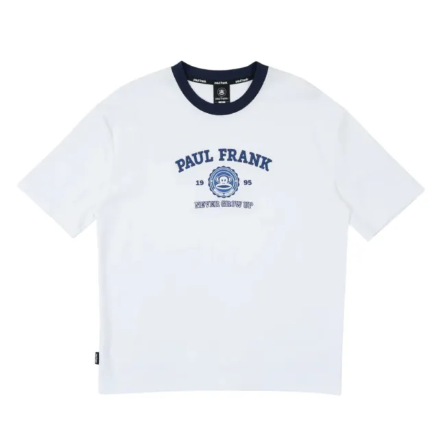 【Paul Frank 大嘴猴】男女 T恤 上衣 休閒短袖 落肩繡花T 白(P6251011-00)