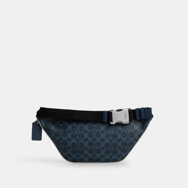 【COACH】蔻馳官方直營 TRAVIS 35 經典 SIGNATURE 腰包 胸包-SV藍色經典標誌(CET44)