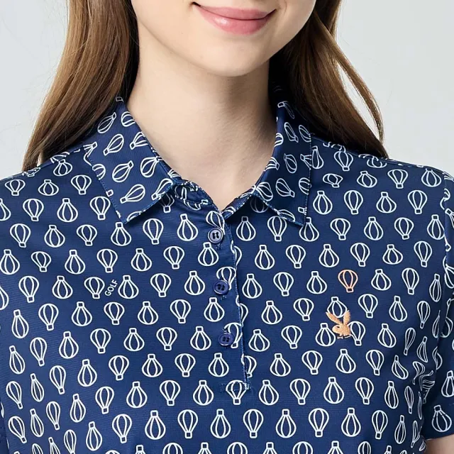 【PLAYBOY GOLF】女款熱氣球銀離子抗菌防臭短袖POLO衫-深藍(吸濕排汗/高爾夫球衫/KA26102-58)