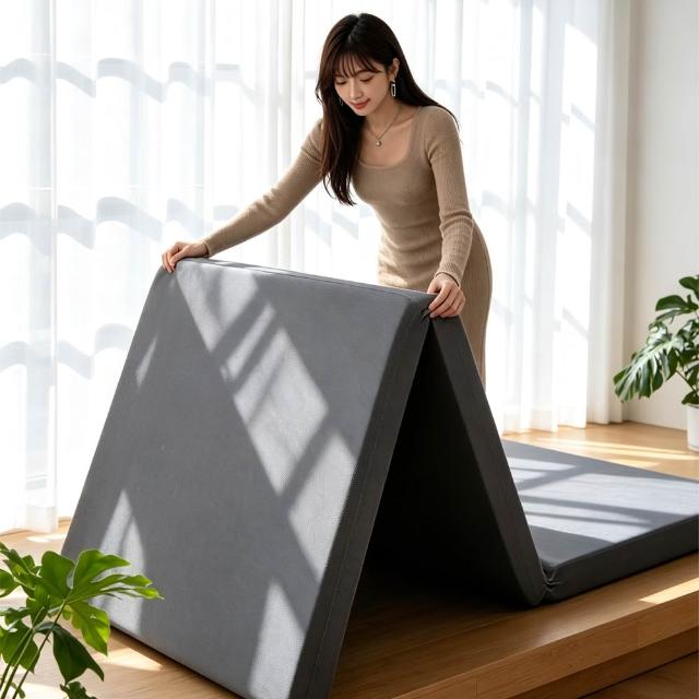 【Andy Bedding 安迪寢具】台灣製單人8cm三折式折疊床墊3x6.2尺(三折收納 硬挺支撐 可拆洗)