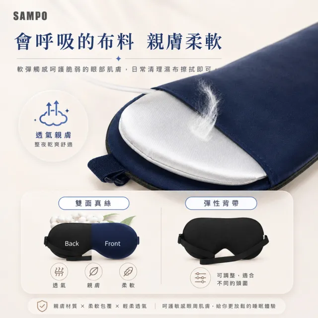 【SAMPO 聲寶】智能真絲熱敷眼罩/遮光眼罩/蒸氣眼罩(HQ-Z22Y1L)