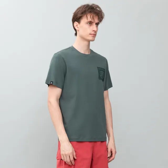 【oillio 歐洲貴族】男裝 特殊立體牙刷繡 簡約穿搭圓領棉TEE 潮流單品 (綠色 法國品牌 有大尺碼)