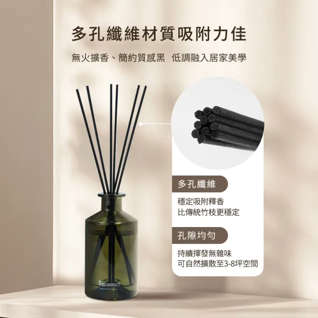 【mo select】香氛纖維擴香棒20入組(簡約黑/mo選)