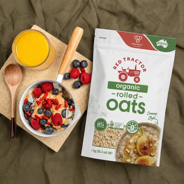 【Red Tractor】有機原粒大燕麥片(燕麥片、澳洲有機燕麥片-1000gx3包)