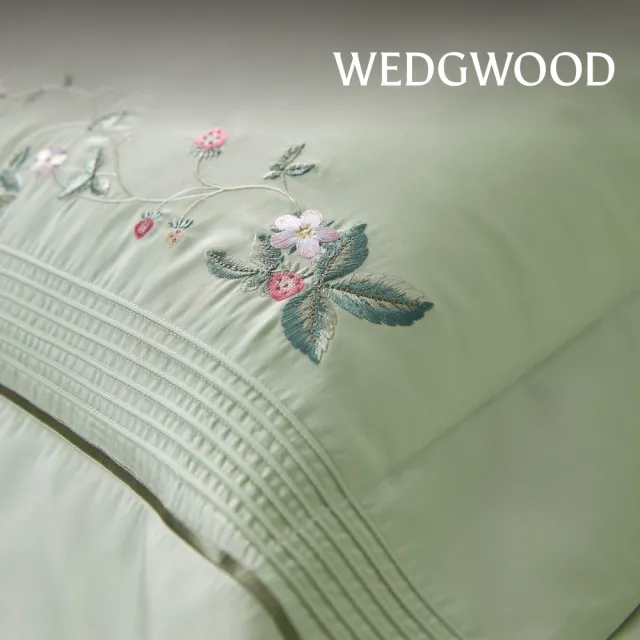 【WEDGWOOD】純棉刺繡 薄被套床包枕套四件組(加大任選｜60支300織)