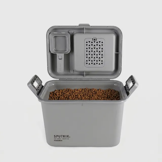 【SPUTNIK 斯普尼克】機能防潮飼料箱+除濕劑組 12L(飼料桶/防潮儲糧桶/可放5-6公斤)