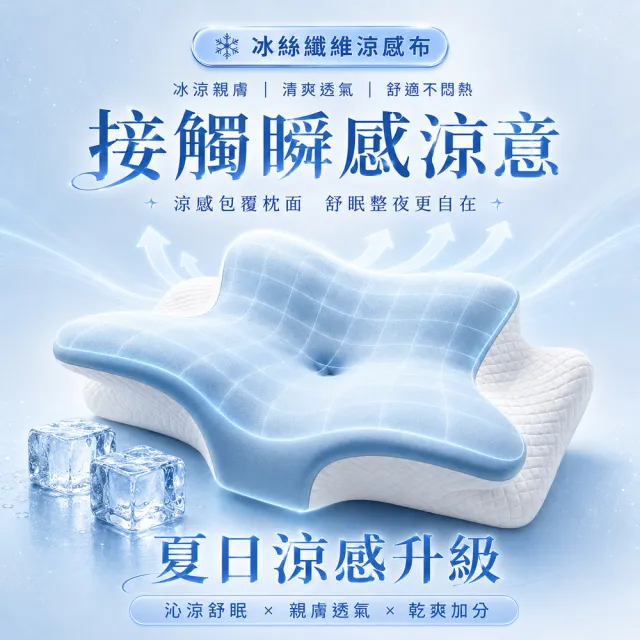 【MIT iLook】超值2入 皇の夢枕-6D護頸除鼾釋壓好眠涼感蝶型記憶枕頭1入(2.0升級版)