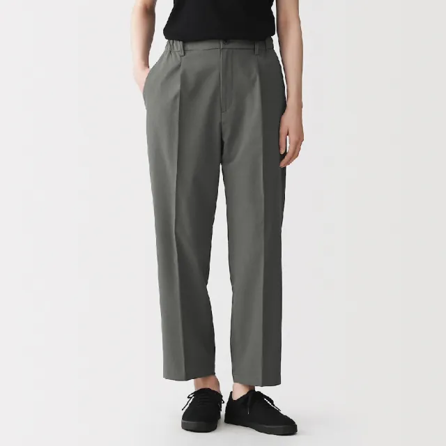 【MUJI 無印良品】女透氣彈性泡泡紗舒適錐形褲(深灰/黑色/淺綠/深藍)