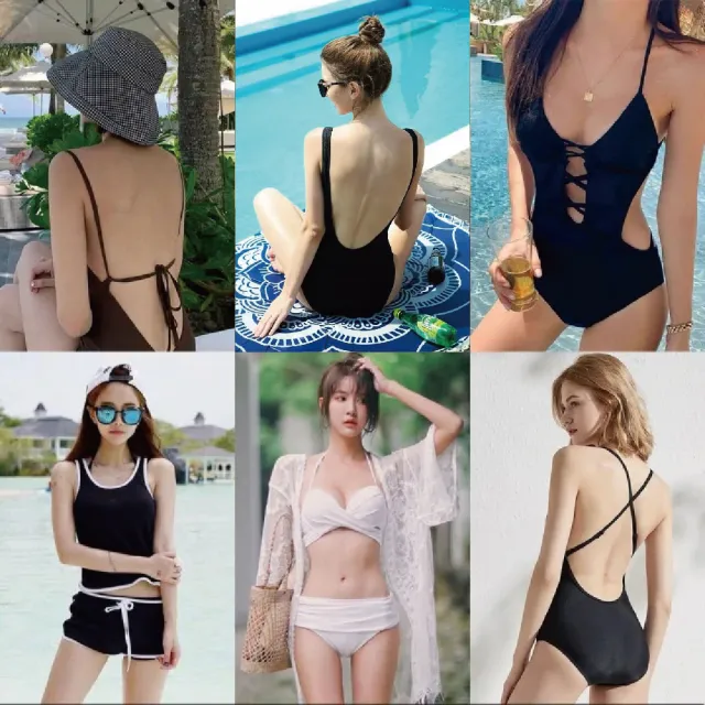 【SeasonsBikini 】連身泳裝泳衣顯瘦美背 -組合-大尺碼(連身泳裝 女泳裝 兩件式泳裝 連身顯瘦美背)