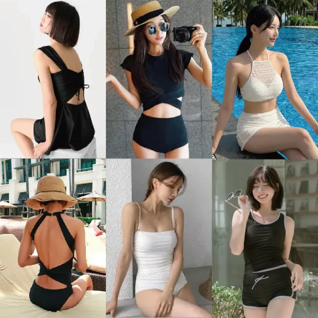 【SeasonsBikini 】連身泳裝泳衣顯瘦美背 -組合-大尺碼(連身泳裝 女泳裝 兩件式泳裝 連身顯瘦美背)