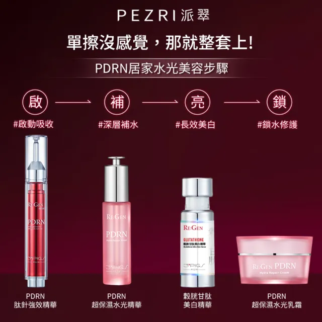 【PEZRI 派翠】PDRN超保濕水光精華30ml-2入(高純度鮭魚提取PDRN/積雪草/複合神經醯胺/深層補水