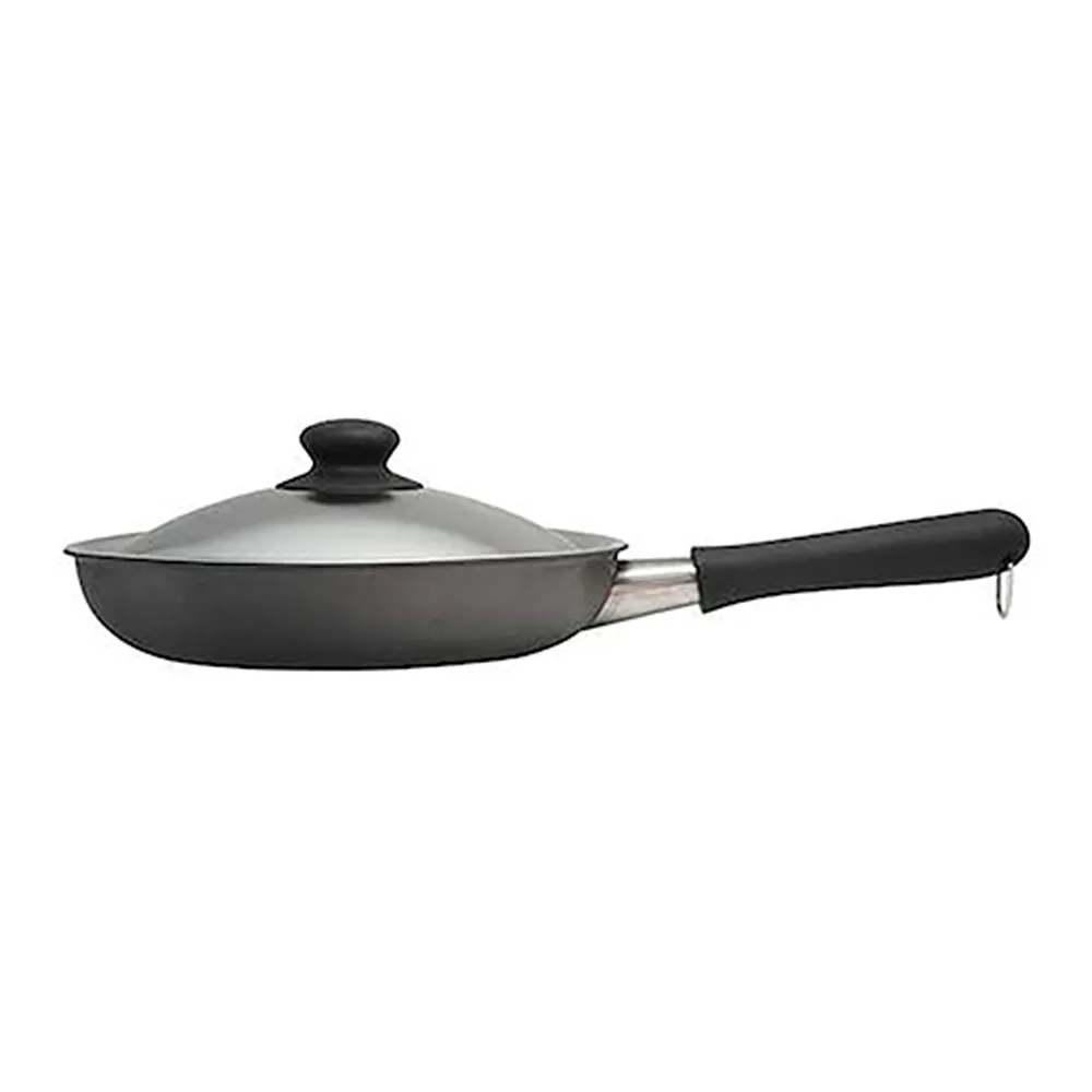 【IUSE】日本製 柳宗理 雙網紋單手鐵鍋22cm/附蓋(IH適用.導熱效率好)
