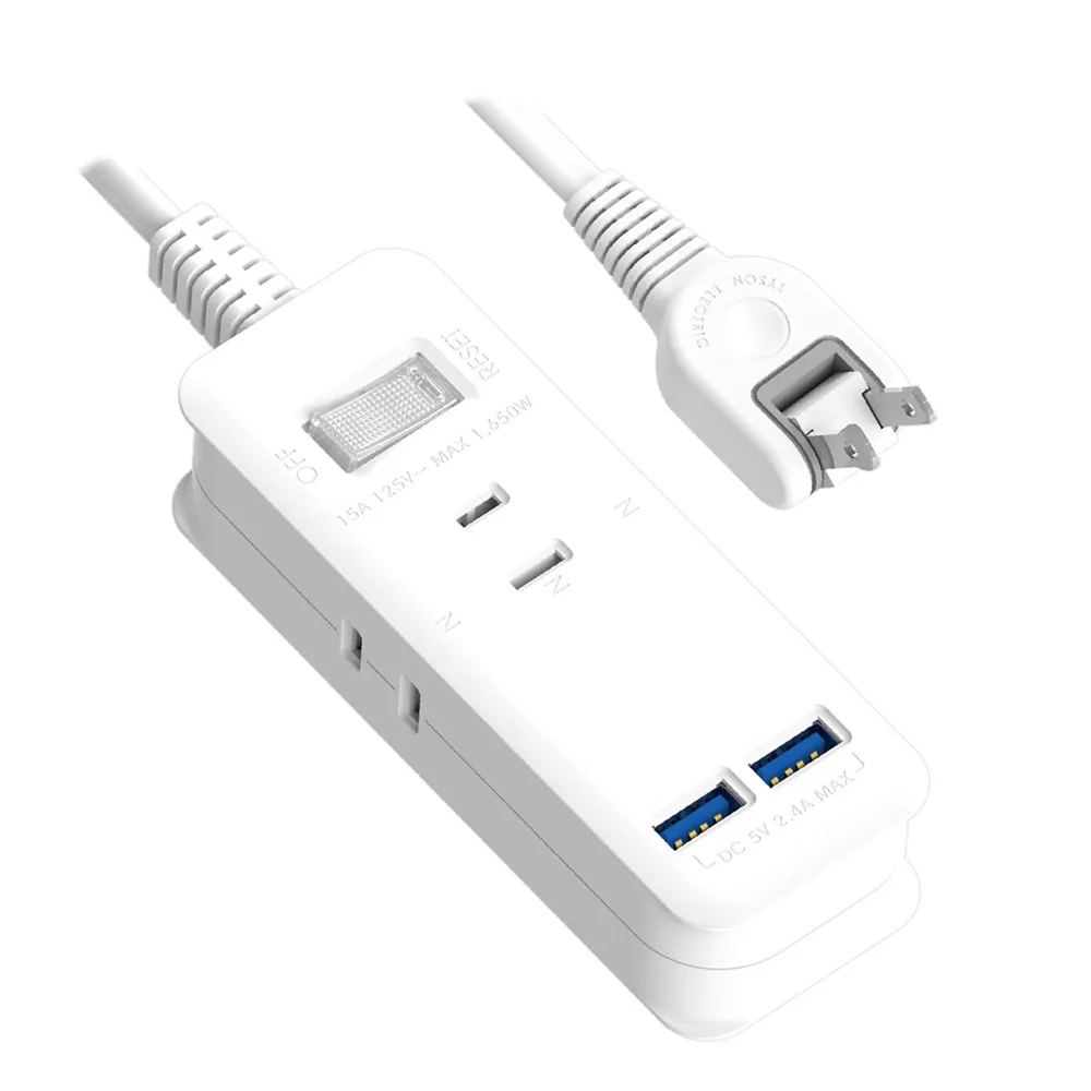 【台灣製造 新版安規】1切3座延長線/2USB智慧型充電組/15A 1650W(1.8米/6尺/180CM)