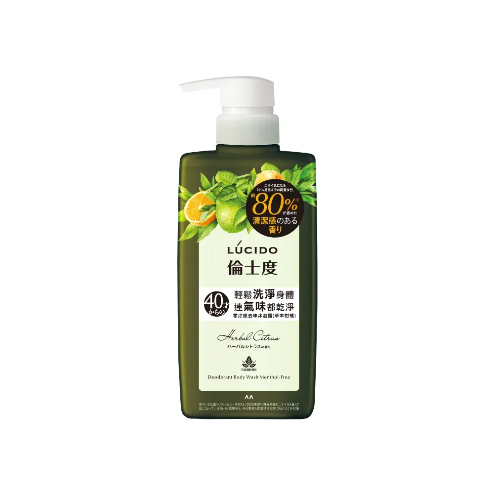 【LUCIDO 倫士度】零涼感去味沐浴露450ml(草本柑橘 男性專用 去油)