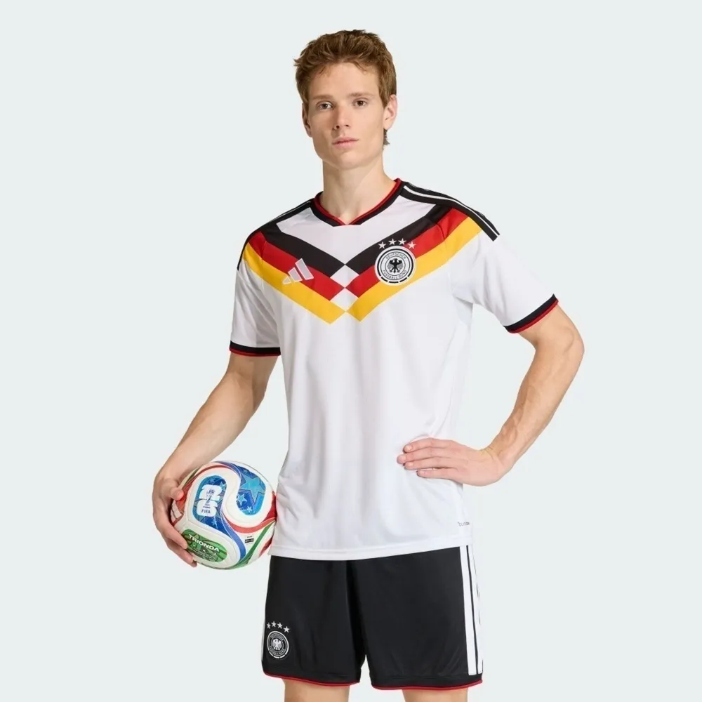 【adidas 愛迪達】Dfb H Jsy 男 足球衣 世界盃 德國 主場復刻球衣 白 紅黑(KD8363)