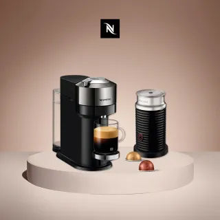 【Nespresso】Vertuo Next尊爵款膠囊咖啡機奶泡機組合_奢華銀 全自動咖啡機(瑞士頂級咖啡品牌)