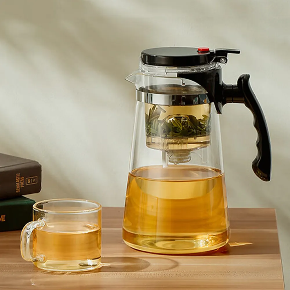 【FUGUANG 富光】1L按壓式飄逸茶壺(茶壺 茶具 涼水壺 熱水壺 泡茶壺 茶水壺)