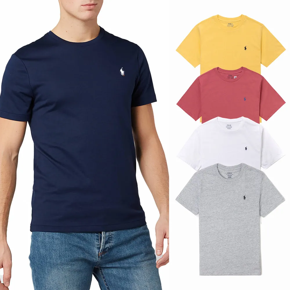 【RALPH LAUREN】RL POLO 經典圓領小馬素面短袖T恤 上衣-青年款-多色選(平輸品/素T/短T/可男女穿搭)