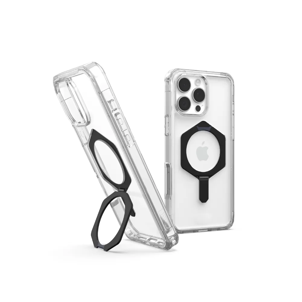 【UAG】iPhone 16 Pro Max 磁吸耐衝擊支架全透保護殼-極透明（黑圈）(支援MagSafe無線充電)