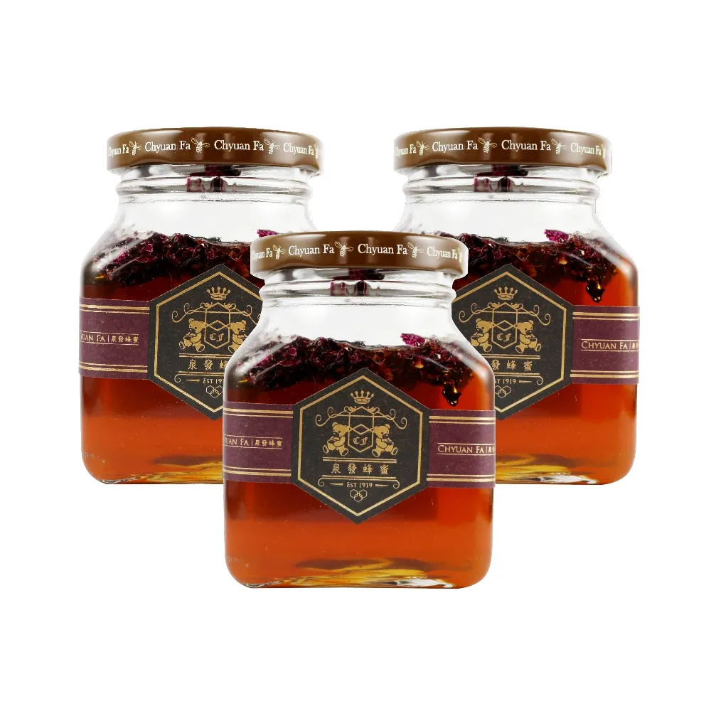 【CHYUANFA 泉發蜂蜜】玫瑰蜂蜜醬250g三入 (玫瑰花蜜伴手禮婚禮小物HALAL清真認證)