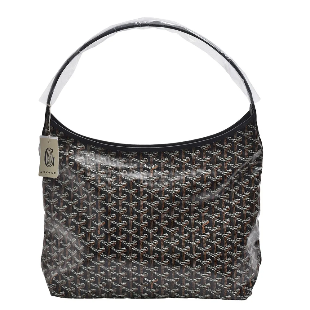 【GOYARD 高雅德】經典HOBO BAG系列印花防水帆布單肩背購物包(黑色)『entrupy安心購』