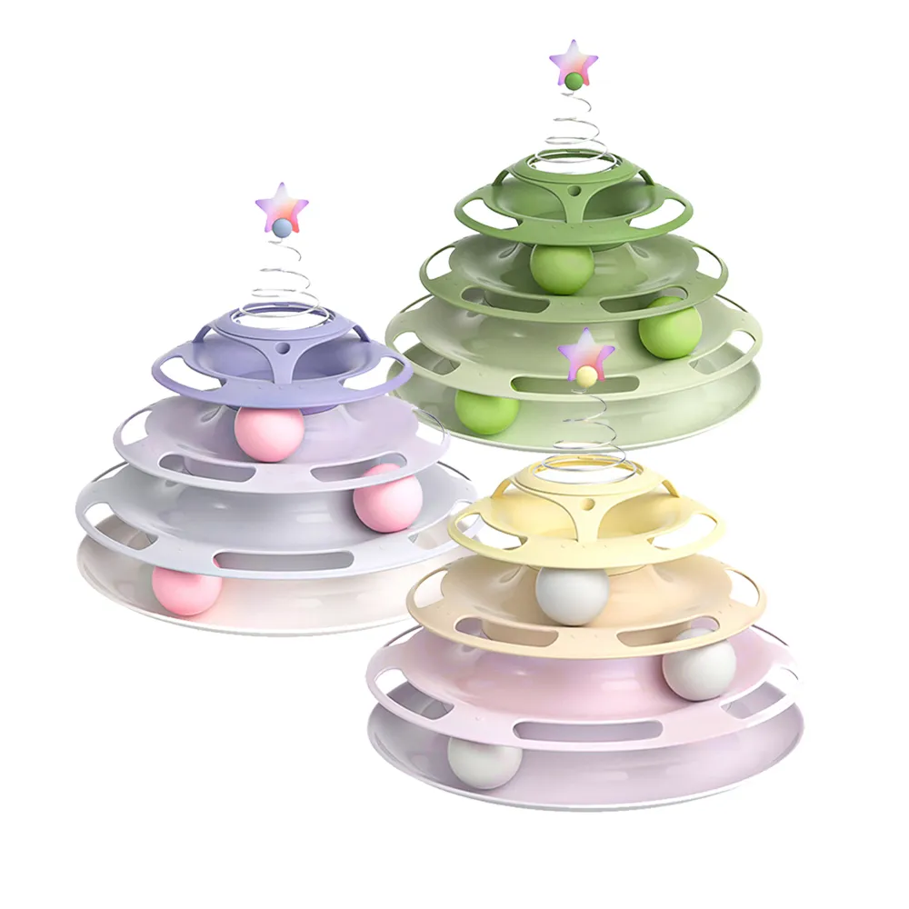 【SUNORO】618特惠 彈力星星貓轉盤玩具 貓咪自嗨解悶神器 貓咪軌道球 貓塔