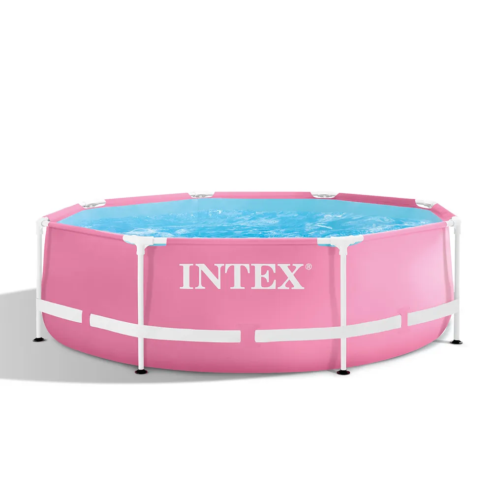 【INTEX】簡易裝圓形框架游泳池直徑244x高76cm-2843L 粉紅色 適6歲+(28290)