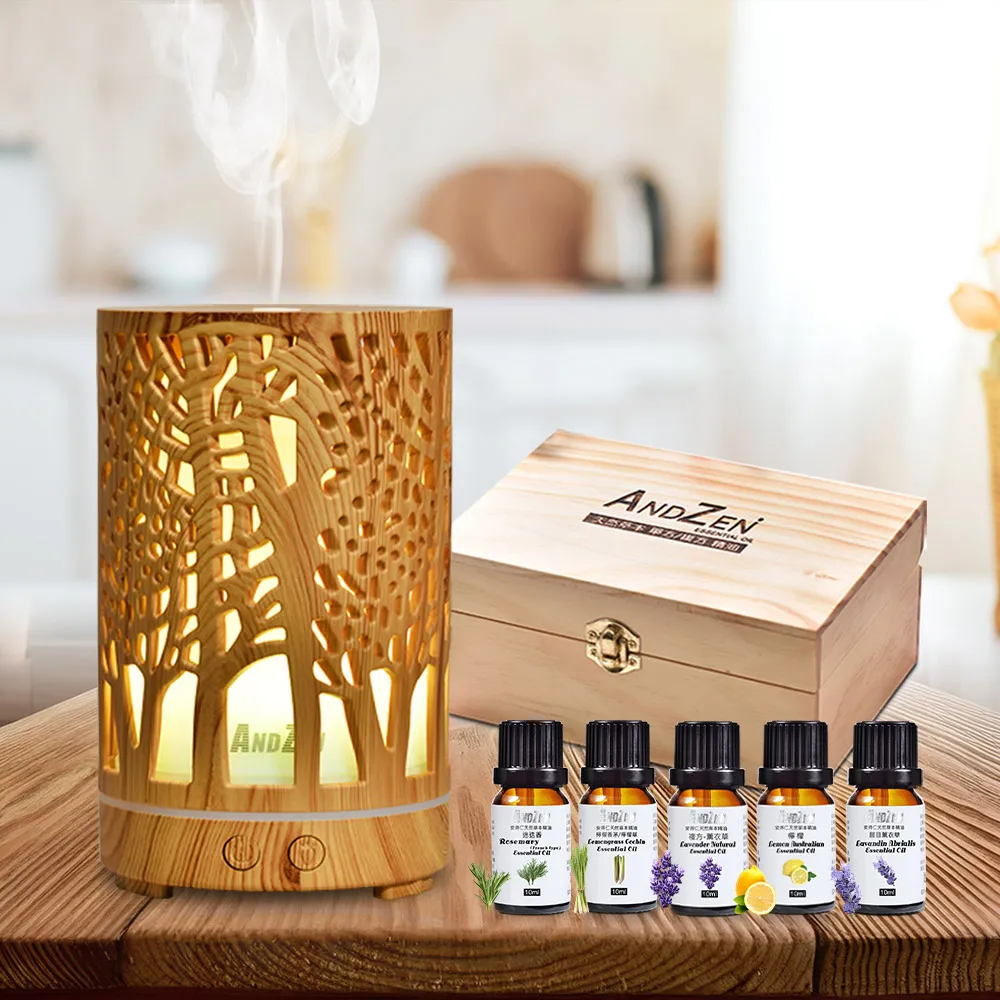 【ANDZEN】安得仁 超音波水氧機AZ-1802+台製12格木盒(買就送澳洲精油10mlx5/薰香/加濕器/香氛/擴香/負離子)