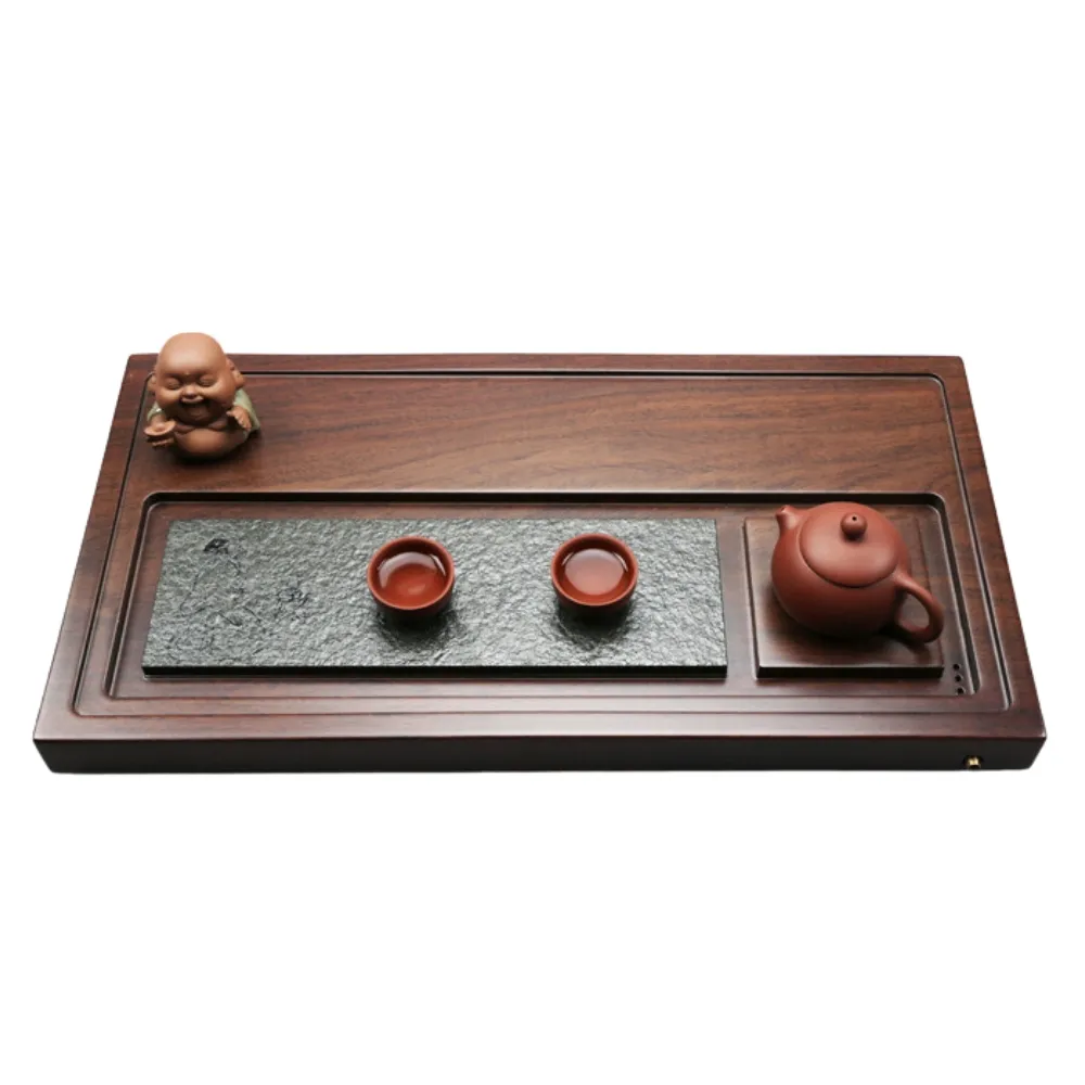 【傳真雅器】黑檀木品茗論道茶盤(茶具 黑檀木茶盤 泡茶盤 竹茶盤 茶盤托盤 木茶盤 重竹茶盤)