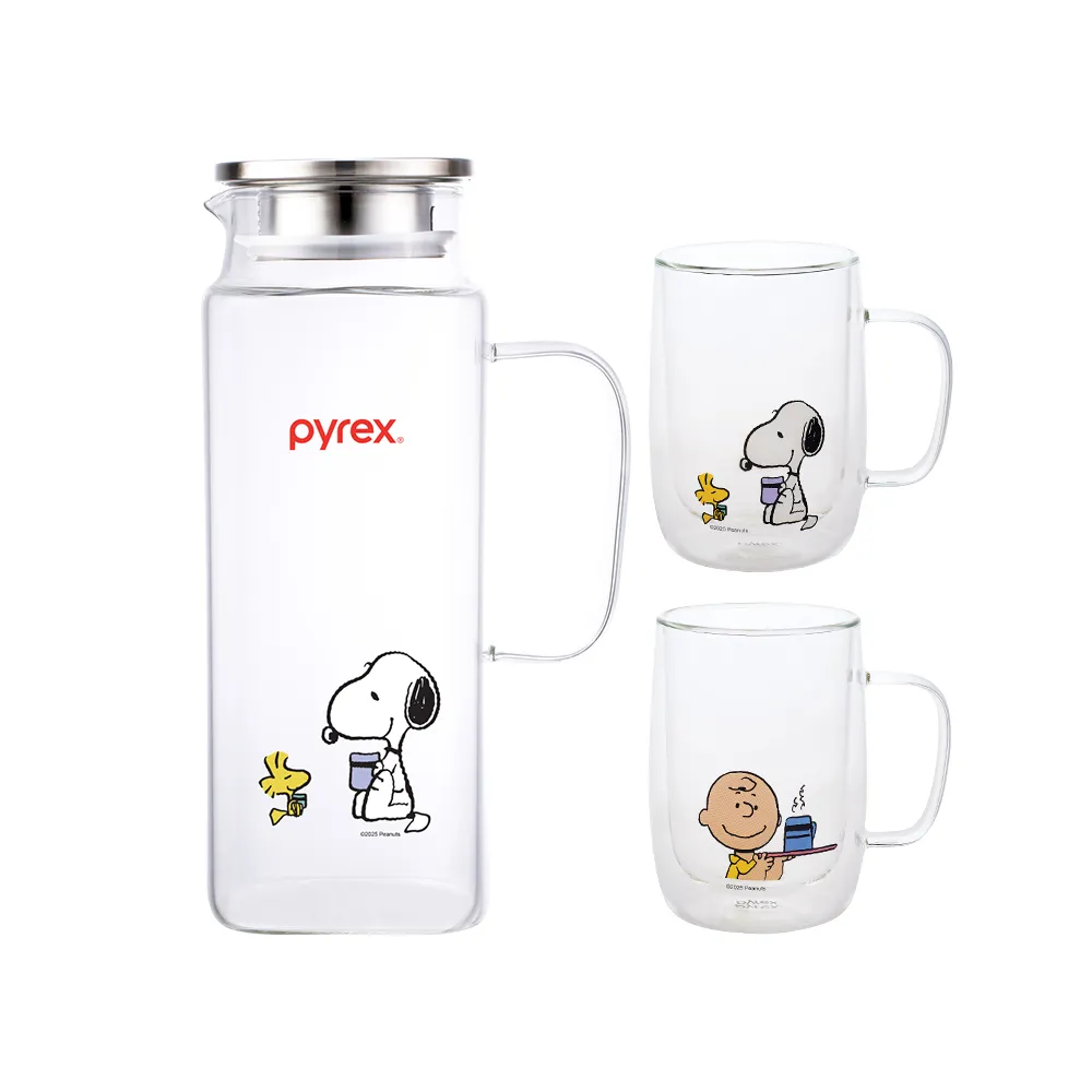 CorelleBrands 康寧餐具】PYREX SNOOPY美味早午餐耐熱玻璃水壺-1900ml+ 