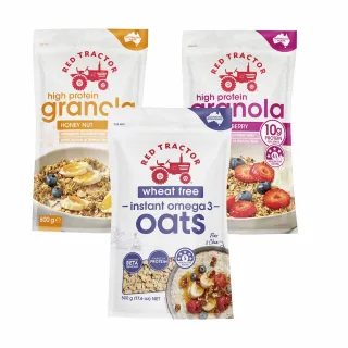 【Red Tractor】黃金高蛋白烘烤燕麥脆x奇亞籽與亞麻籽Omega3(麥片、燕麥片、穀物脆片)