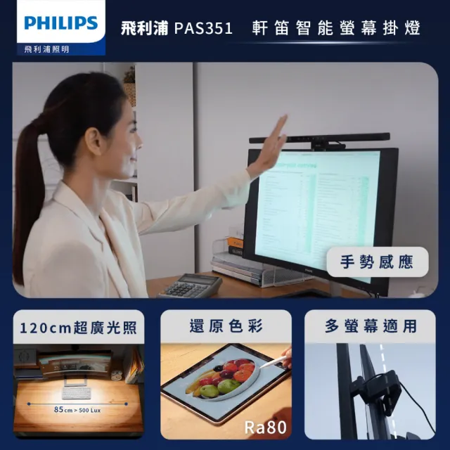 【Philips 飛利浦】PAS351 軒笛智能螢幕掛燈 55cm