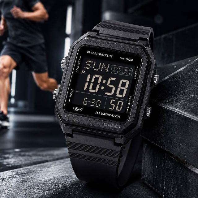 【CASIO 卡西歐】(W-221H-1B) 大面板 防水50米 世界時間 當兵 運動 學生必備