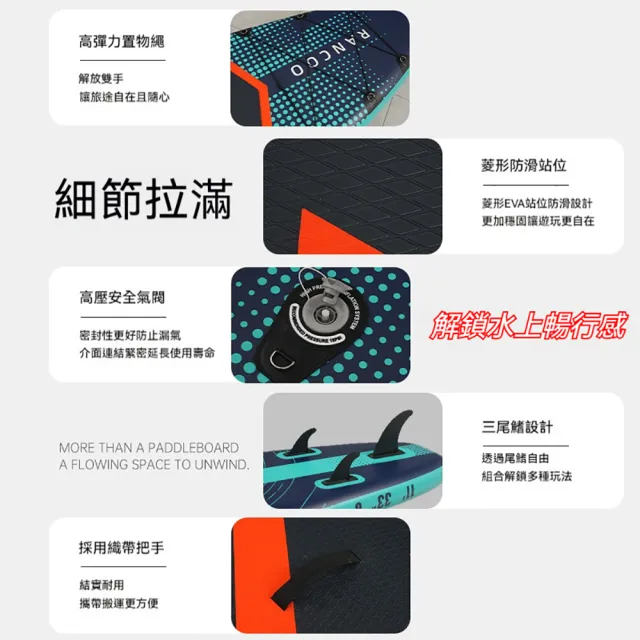 迦恩-全能充氣SUP槳板 成人站立式衝浪漿板 水上滑板 一板多用（競速/釣魚/衝浪）
