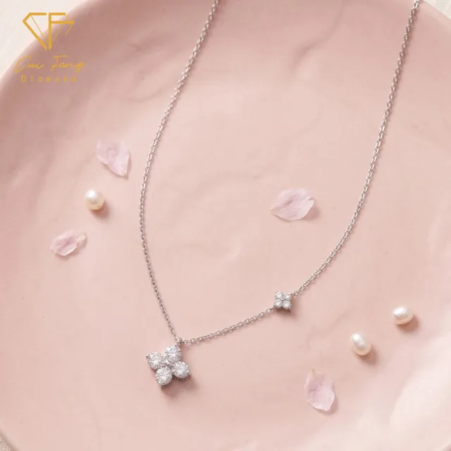 【CF Diamond】新品 項鍊 莫桑鑽《幸運花期》(雙11 1克拉  鑽石 項鏈 求婚 生日禮物)