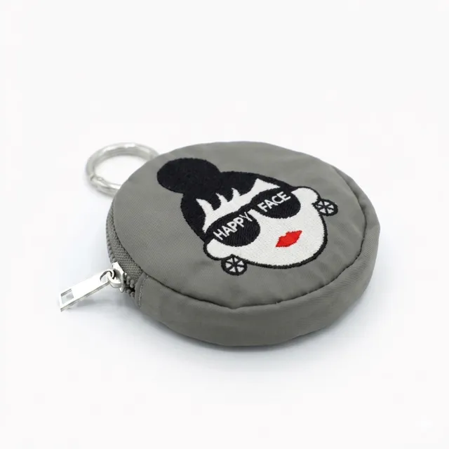 【HAPPYFACE】經典EMMA零錢包 拉鍊隨身收納圓形包 灰(B25252)