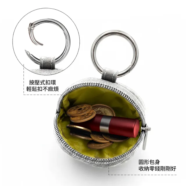 【HAPPYFACE】雙11 經典EMMA零錢包 拉鍊隨身收納圓形包 銀(B25252)