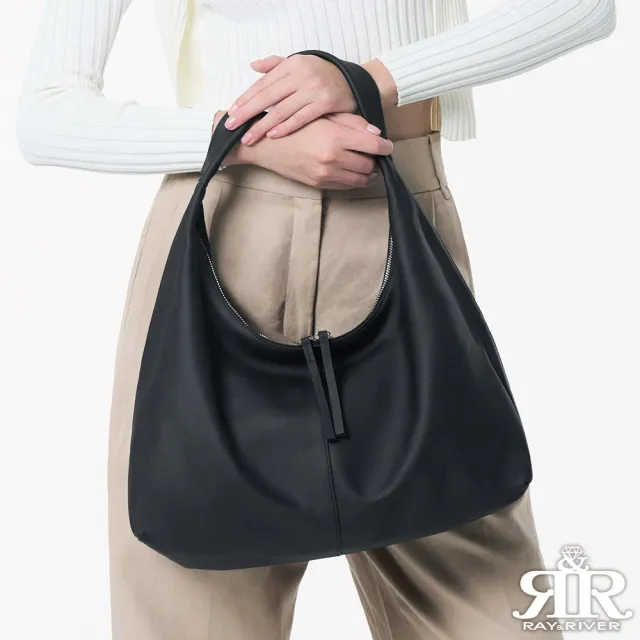 【2R 手工真皮】雙11 佛羅倫斯 Florence 牛皮垂墜造型肩背包 霧黑(真皮包包 肩背包)