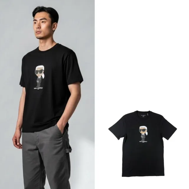 【KARL LAGERFELD 卡爾】搖滾卡爾 KARL 現貨 拉格斐 老派ootd 男生老佛爺 純棉 圓領短T T恤(1351BV3)