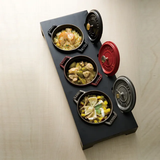 【STAUB】放置木架-42x16x5cm/無其它配件-黑色/竹製(德國雙人牌集團官方直營)
