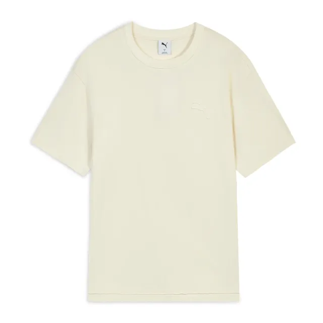 【PUMA】短袖上衣 男 亞規 ESS DISTRESSED 米白 63846891 (S2385)