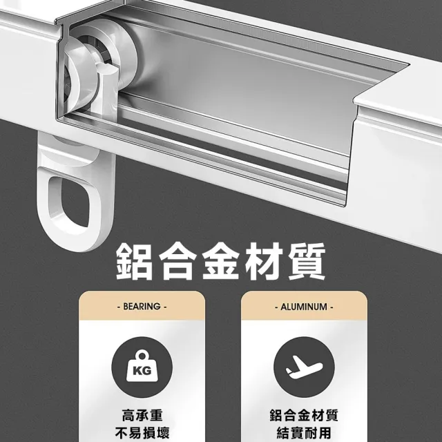 【歐德沐】窗簾軌道 伸縮軌道 窗簾滑軌 窗簾雙軌 窗簾 滑軌(1.3~2.4 鋁合金加固 無需測量 尺寸可調)