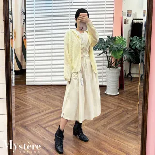 【my stere 我的時尚秘境】冰絲連帽蕾絲雙繩外套 四色可選 冰絲外套 針織罩衫 涼感外套 針織連帽外套