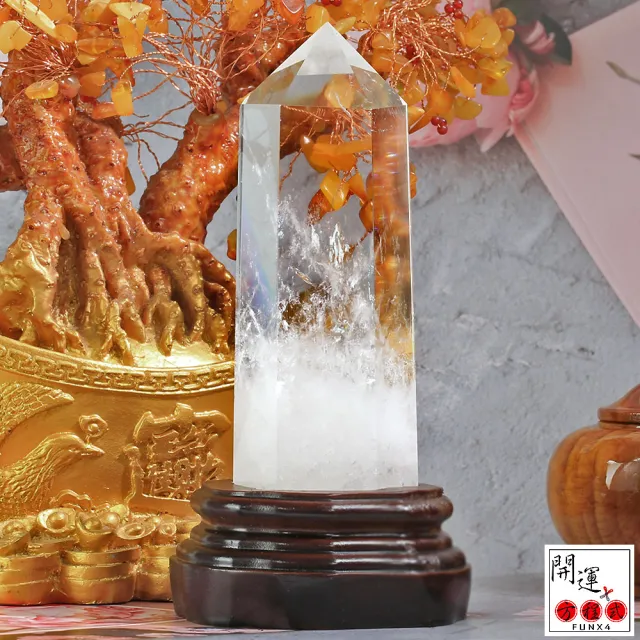 【開運方程式】天然巴西頂級白水晶柱W65(白水晶柱的能量較尖銳集中快速)
