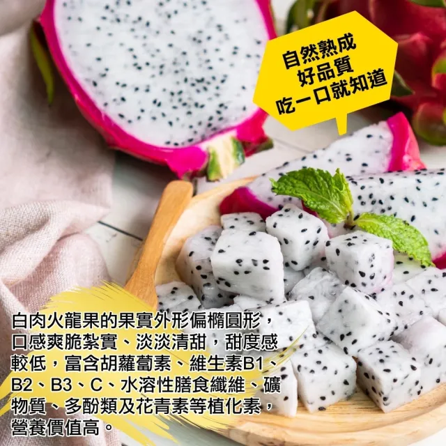 【WANG 蔬果】台灣白肉火龍果13-15顆x1箱(10斤/箱_原裝相)