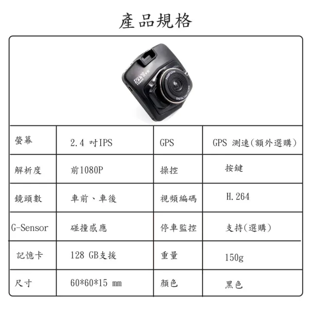 【JINPEI 錦沛】1080P 夜視加強版、前後雙鏡頭、盾牌行車紀錄器 贈64GB(行車紀錄器)