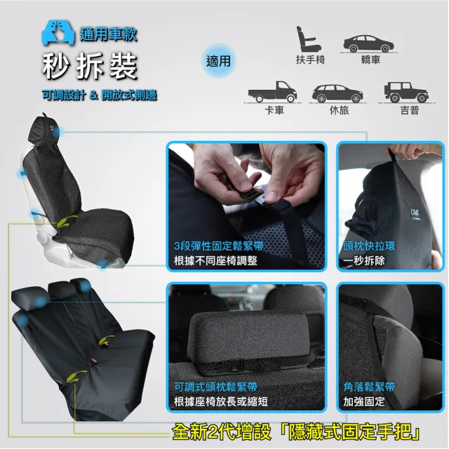 【Authentics】Chill 防水機能車椅套(3D分離全車組—台灣品牌汽車椅套 吸汗、防水、抗菌除臭、專利收納)